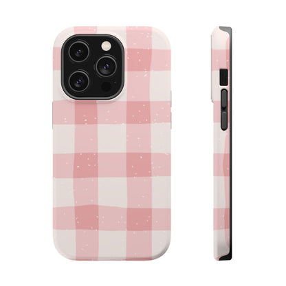 Magnetic Phone Case (Pink Checkered)