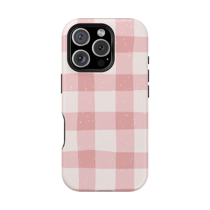 Magnetic Phone Case (Pink Checkered)