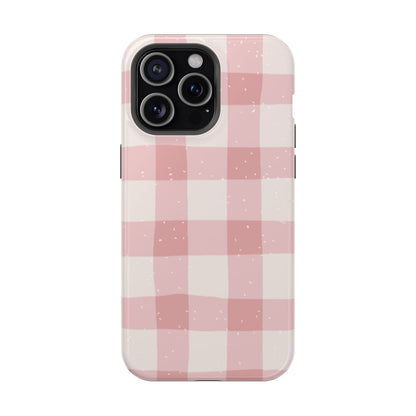 Magnetic Phone Case (Pink Checkered)