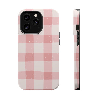 Magnetic Phone Case (Pink Checkered)